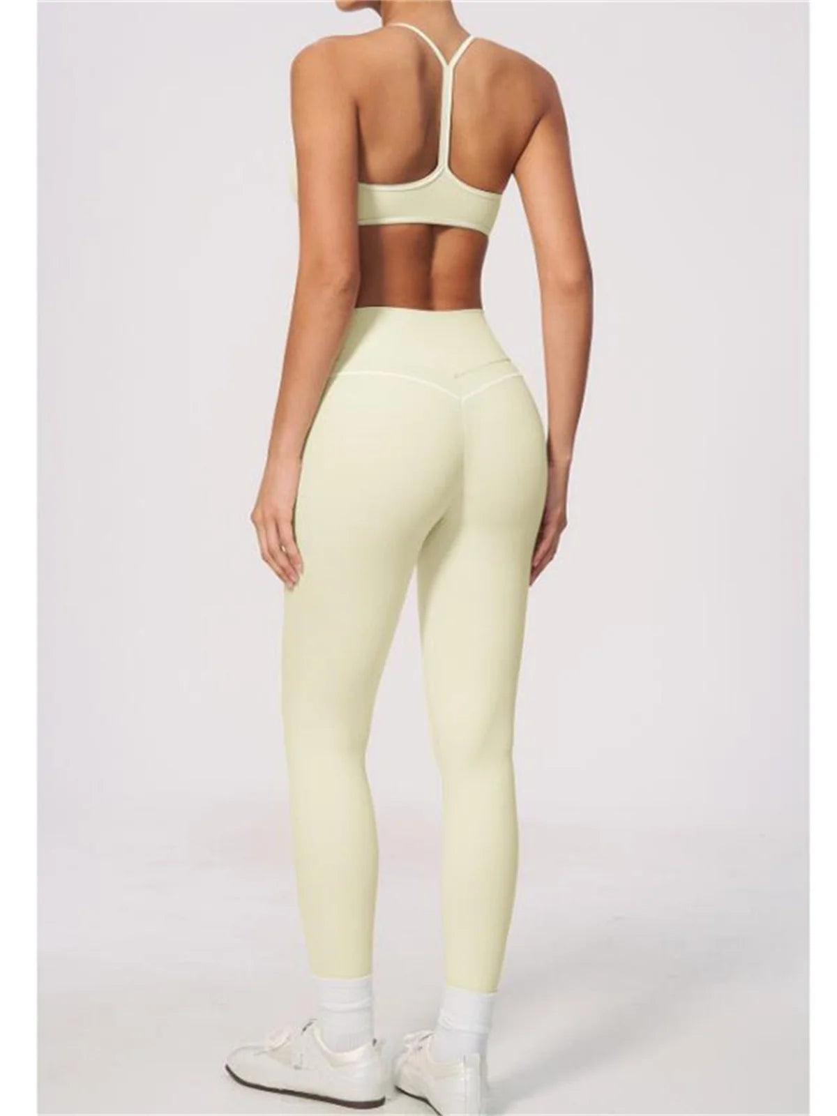 New Yoga Suit Women Color Blocked V-neck I Shape Sports Bra Fitness Clothes Summer Tight Running High Waist Leggings Tracksuit