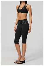 Summer Polka Dot Yoga Sets Women Hanging Neck Shockproof Sports Bra Fitness Suit Folding High Waist Mid Pants Gym Tracksuit