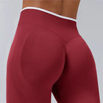 Women's Color Contrast Hip Lifting Yoga Fitness Pants, High Waist and Abdominal Compression, Elastic Tight Yoga Pants, Autumn