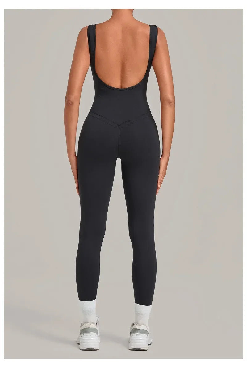 Women's Seamless Yoga Jumpsuits Fitness Sports Hip-lifting Beauty Back Sleeveless One-Piece Training Workout Running Bodysuits