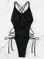 2025 Sexy Criss Cross Backless Female Swimwear One Piece Swimsuit Women Monokini High Leg Cut Bather Bathing Suit Swim Beachwear