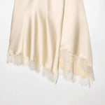 Women's Elegant Satin Lace Hem Skirt Beige Satin Hem Skirt With Lace Trim For Women Elegant Daily Wear Elegant Pure Desire AYYP