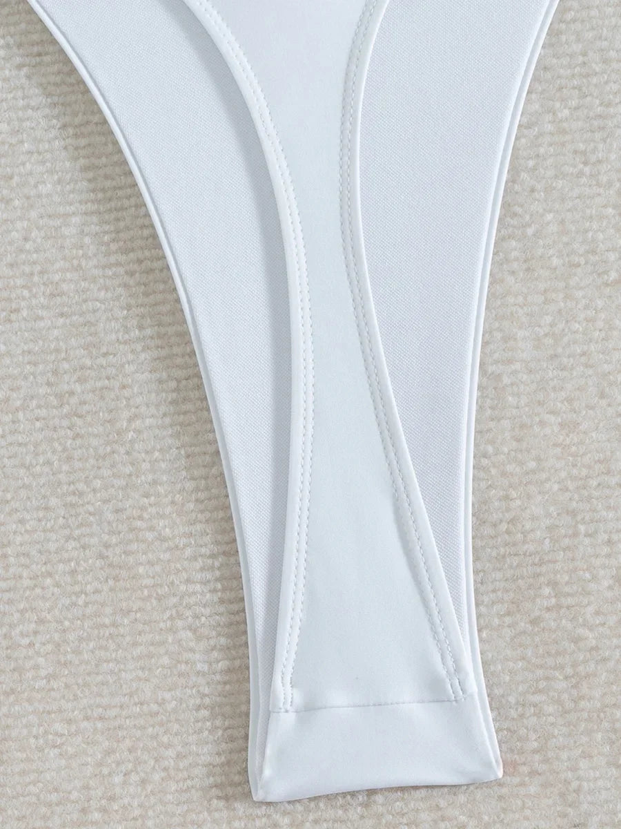 Deep V Neck High Leg Cut One Piece Swimsuit Women Thong Swimwear Female Bather Monokini Backless Bathing Suit Swim Beachwear