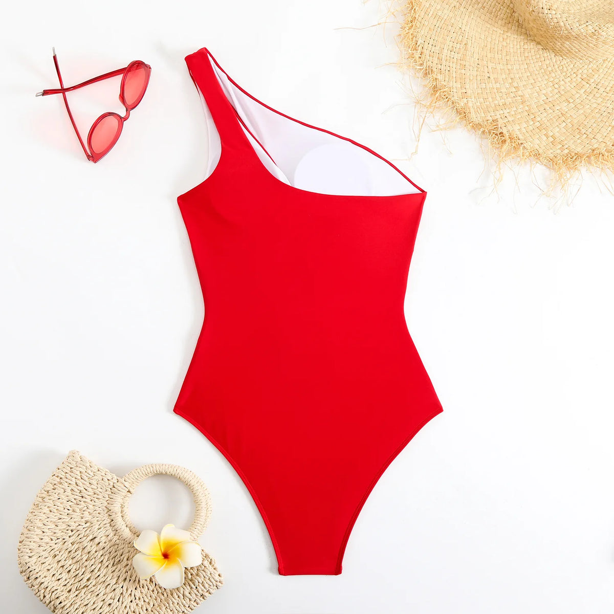 Vintage Black Swimwear Women 2026 Sexy One Shoulder Front Cross Hollow Out Slim One Piece Swimsuit Beach Bathing Suit Monokini