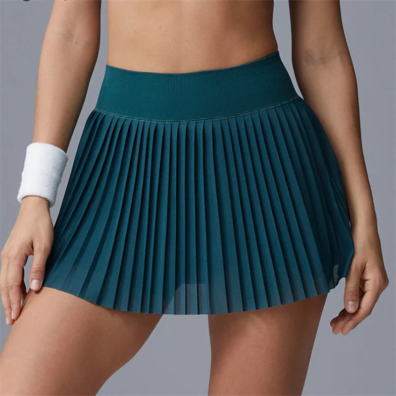 Pleated Chiffon Sports Pocket Yoga Skirt Women Quick-drying Badminton Tennis Trousers Fitness Half-body Anti Shorts Skorts XP43