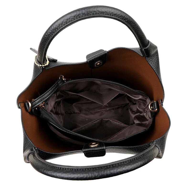New Trendy Casual Soft PU Women's Handbags Solid Color Large Capacity Female Shoulder Bags Retro Tote Bags For Commute Shopping