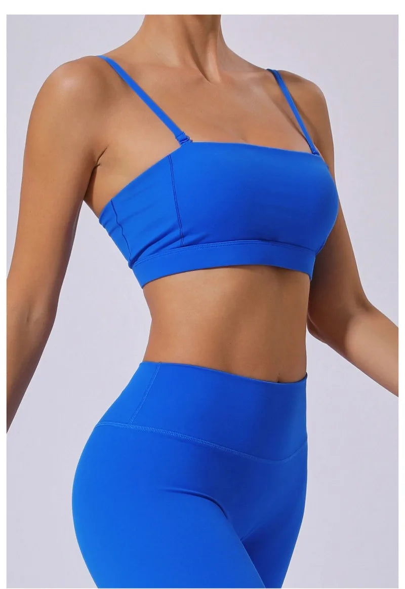 Women Yoga Bra Removable Shoulder Strap Anti-Slip Bra Wrap Chest Dual-Use Sports Yoga Wear Outside Running Fitness Top