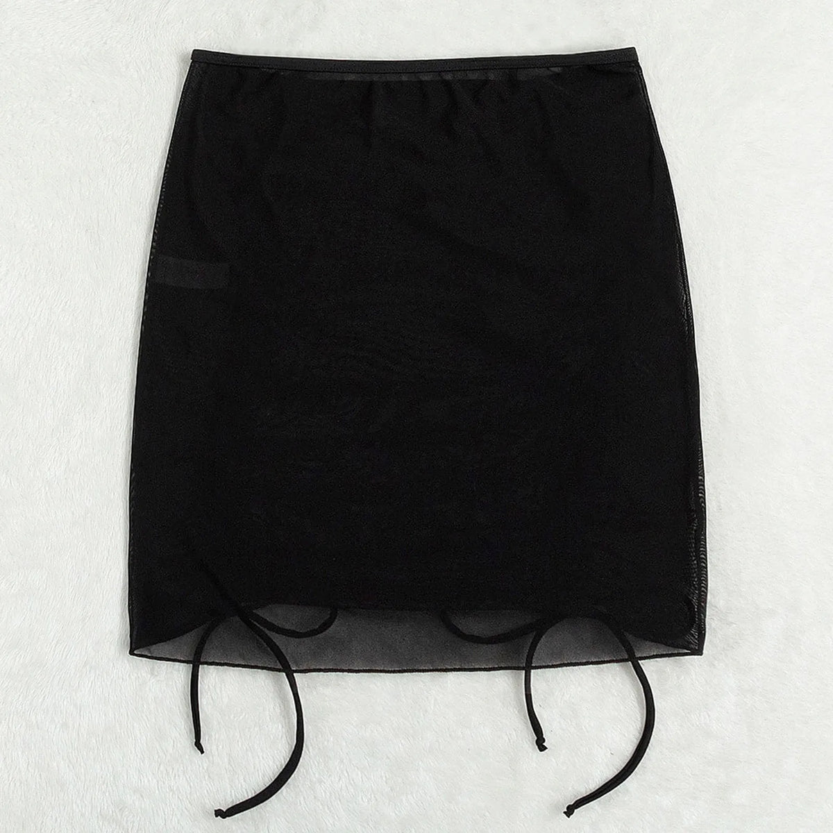 Mesh Sheer Beach Cover Up Skirt Women Ruffle Ruched Swim Skirt With Drawstring Bathing Suit Bikini Beach Dress Sarong Beachwear