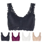 Zipper Sexy Lace Bras For Women V Neck Push Up Padded Brasiere Tops Hollow Out Bralette Breathable Comfortable Women'S Underwear