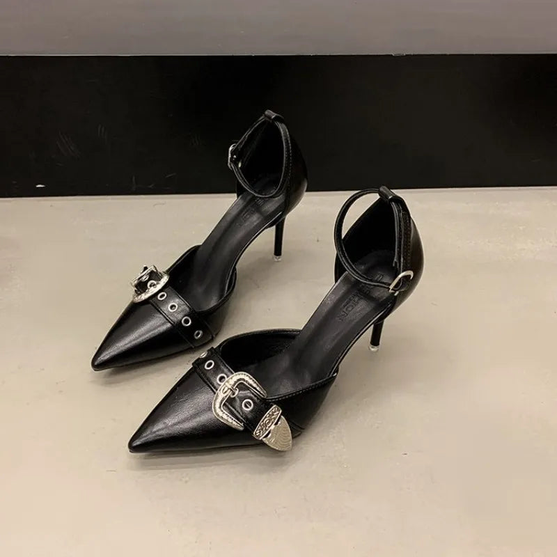 Pointed Toe Pumps WomenShoes Fashion Luxuy Footwear Female Ankle Strap Shoes Ladies High Heels Sandals 2025