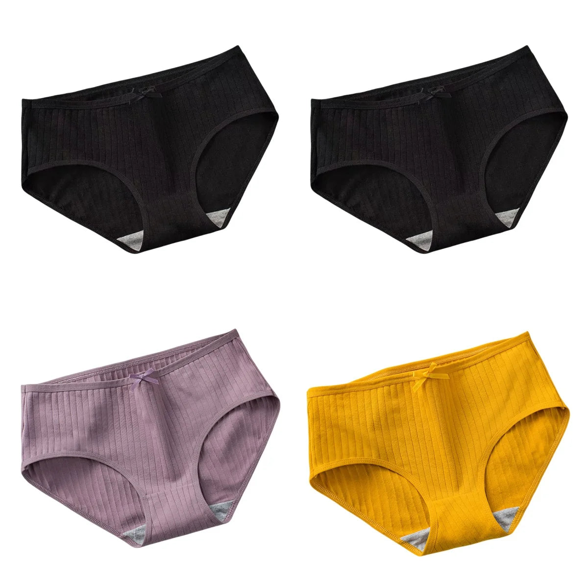 4Pcs/Set Women Cotton Panties Low Waist Briefs Breathable Comfort Underwear Sexy Lingerie Solid Color Underpants Intimates M-XL
