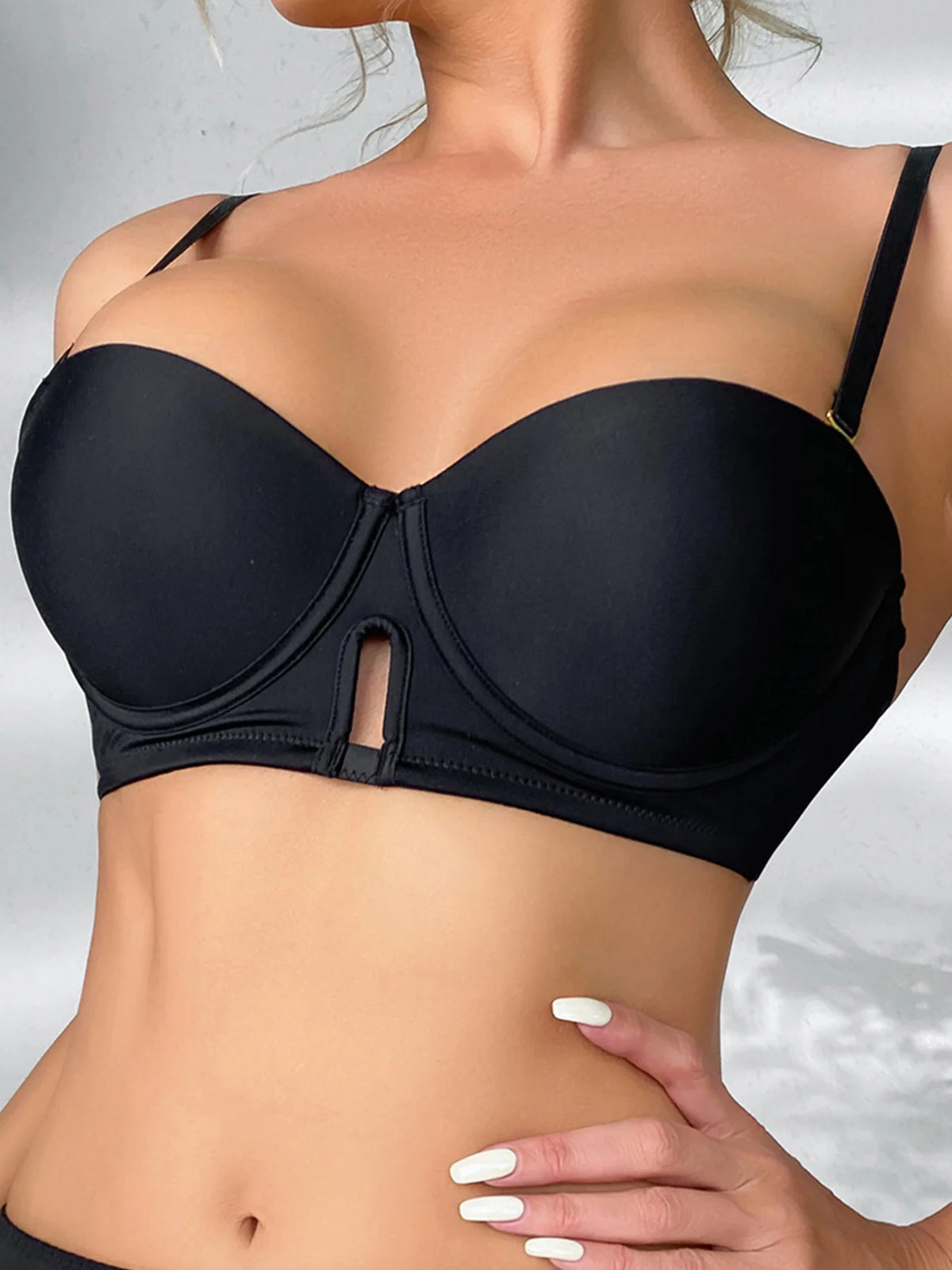 Smooth push-up soft underwire bra 1/2 cup side pull-in bra with rounded single bra