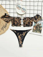 Ruffled Frilled Off Shoulder Bikini Women Swimsuit Female Swimwear Two Pieces Bikini Set Bandeau Bather Bathing Suit Swim Lady