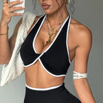 Shockproof Breathable Sports Bra Halter Neck Vest with Chest Pad for Gym Running Yoga Pilates Training Fitness Back Beauty