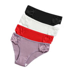4Pcs/Set Cotton Panties Women Low Rise Briefs Breathable Underwear Solid Color Lace Trims Panty Female Underpants Sexy Lingerie