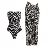 New Zebra Leopard Printed Swimsuit With Cover Up Women Swimwear Sexy Swim Suit Bikinis Female Bodysuit Bathing suit Beachwear