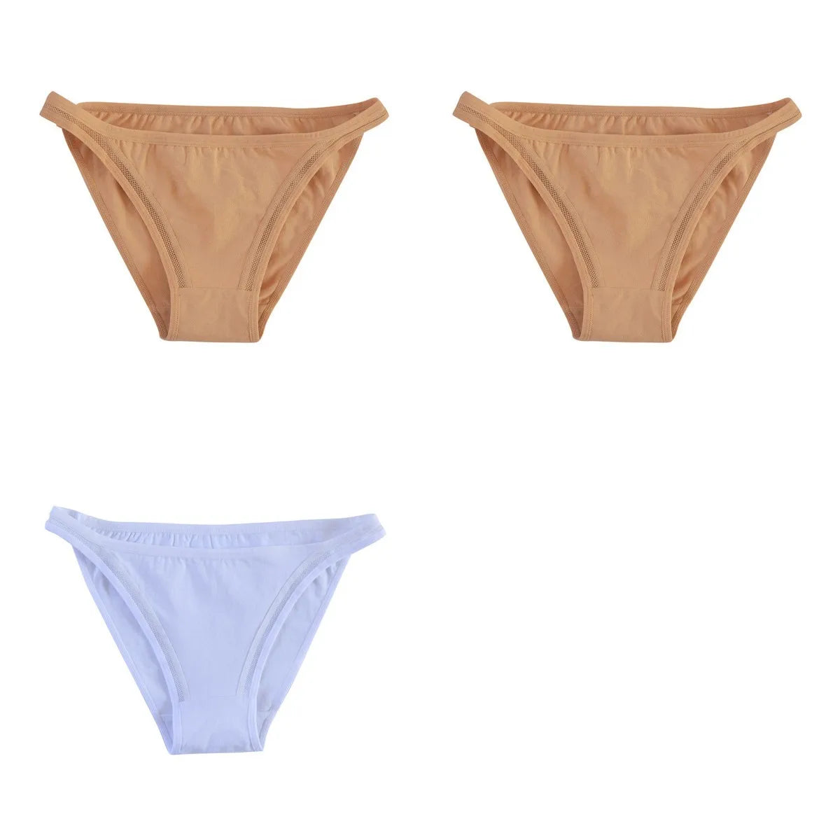 3Pcs/Set Women's Cotton Low-Rise Briefs with Mesh Side Panels Brazilian Panties Sexy Lingerie Comfy Breathable Underwear M-XL