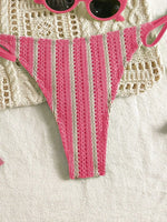 Sexy Orange Striped Bikini Set 2026 Women Halter Push Up Bra Tassel Bandage Thong Swimsuit Summer Holiday Bathing Suit Swimwear