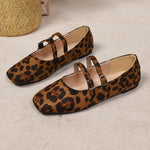 Women Suede Square Toe Double Strap Mary Jane Flats Buckle Slip‑On Soft Flat Shoes Large Size Casual Office Ladies Shoes