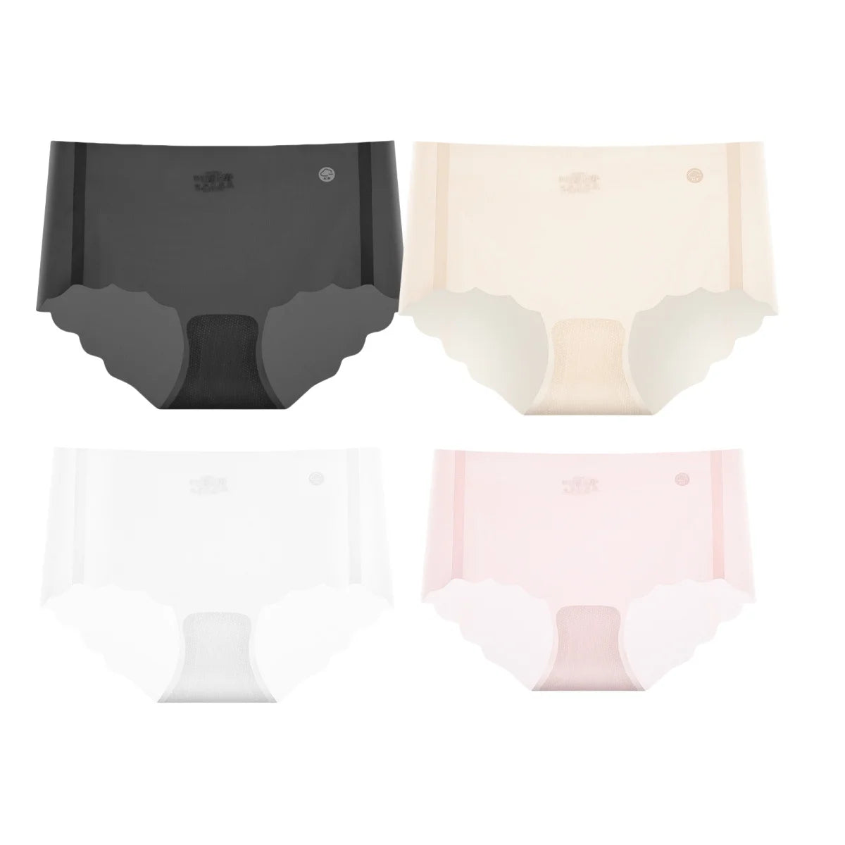4Pcs/Set Women Low Rise Ice Silk Brief Underwear Sheer Cooling Panties Scalloped Edge Low Waist Daily Underpants Intimates M-XL