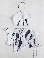 3 Pieces Thong Bikini 2026 Women Halter Swimwear Female Swimsuit With Skirt Beach Wear Printed Bathing Suit Summer Swimming