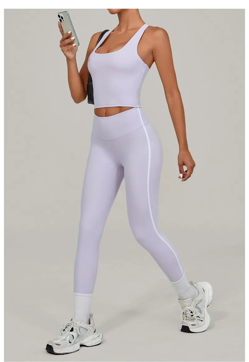 Women's Seamless Yoga Sets Sports Fitness Beauty Back Vest Hip-lifting Pants Slim-fit Suits Running Workout Gym Training Sets
