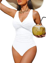 S - XXL Twist Front V Neck Female Swimwear One Piece Swimsuit Women Slim Monokini Backless Bathing Suit Swim Beachwear Bodysuit
