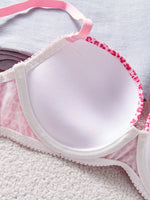 Single Piece Pink Leopard Print Bra Adorable Daily Wear Gathered Effect Feminine Underwear Comfortable Bra for Women