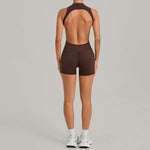 Women's Seamless Yoga Jumpsuits Sports Running Fitness Backless Sleeveless Hip-lifting One-piece Workout Gym Shorts Bodysuits