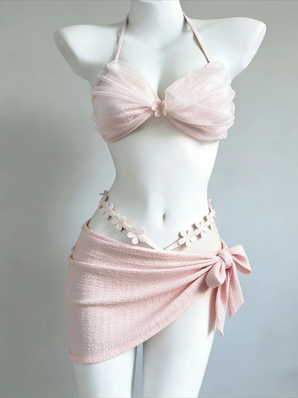 Trendy 2026 Print High Waist Fairy Sexy Sweet 4-Piece Bikini Set - Women's Split Swimwear Beach Vacation Summer Party & Holiday