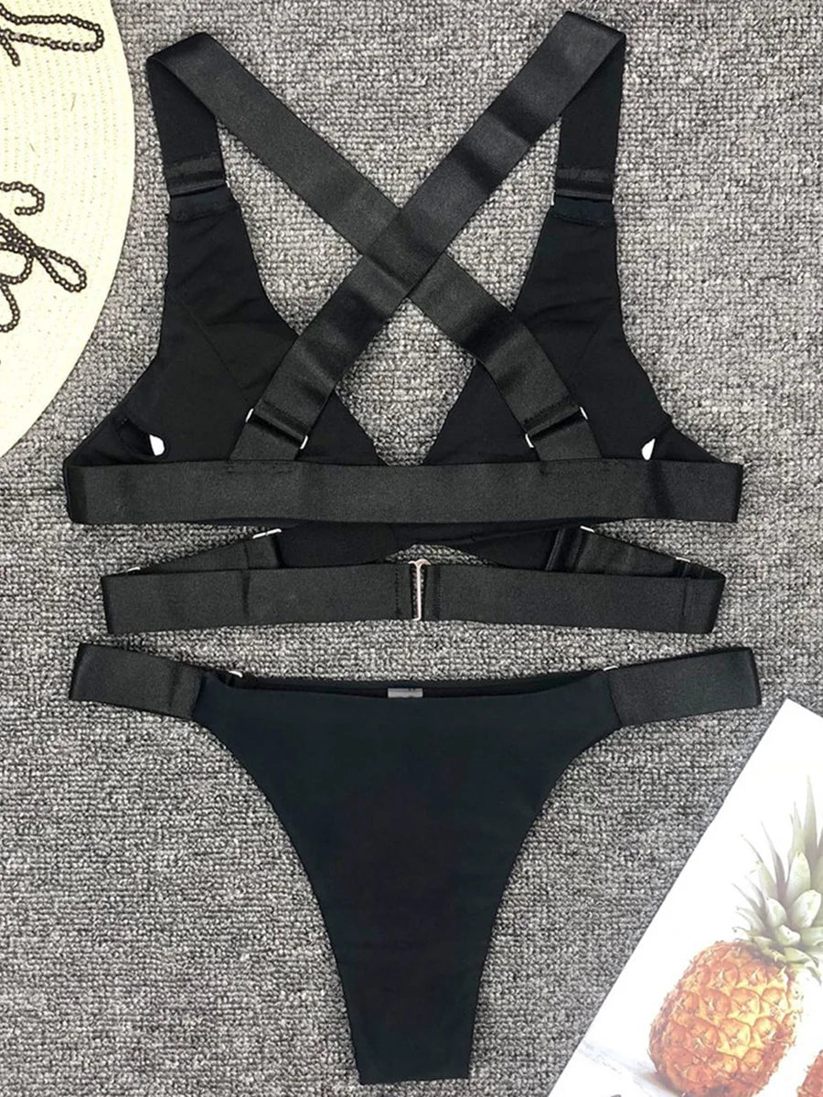 Sexy Adjustable Buckle Bandage Vevlet Bikini 2026 Women Swimsuit Female Bikinis Swimwear Two Pieces Bikini set Bathing Suit Swim