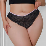 1pcs Mid Waist Plus Size 1XL-4XL Floral Sexy Lady Briefs Underwear Women Panty Breathable Comfortable Black Female Underpants