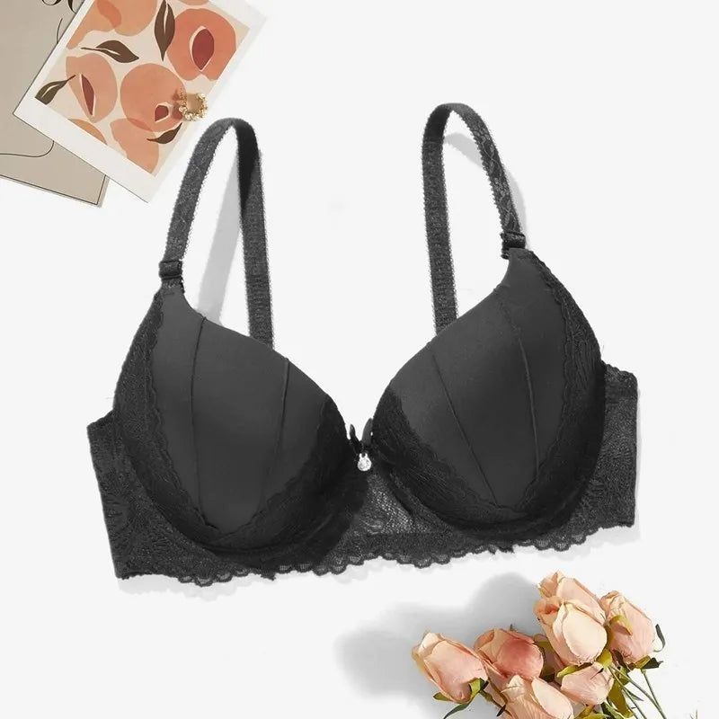 Beauwear Green Embroidred Floral Bra with Pendent Push Up Bra with Foam Pad Underwire Bras 75B 80B 85B-W8001
