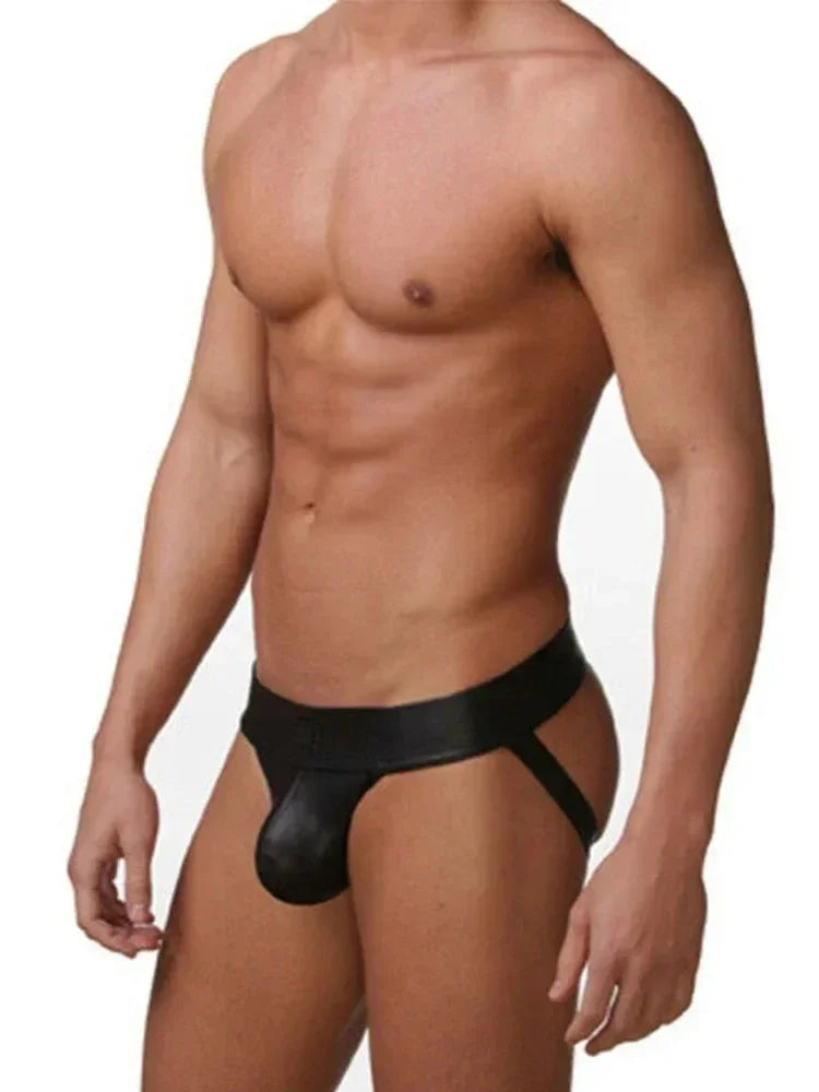 Sexy Lingerie for Men Thongs PU Leather Men's Jockstrap G-Strings Underwear Erotic Panties Hot Male's Underwear