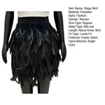 Festival Faux Feather Skirt Punk Gothic Style Hand-Stitched Design Stage Performance Punk Gothic Mini Short Skirt