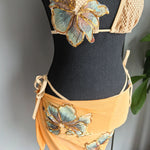 3 Pieces Sexy Women's Bikini Set 2025 Swimwear Female Beachwear Bathing Suit with Flower Sarong Swimming Cover up