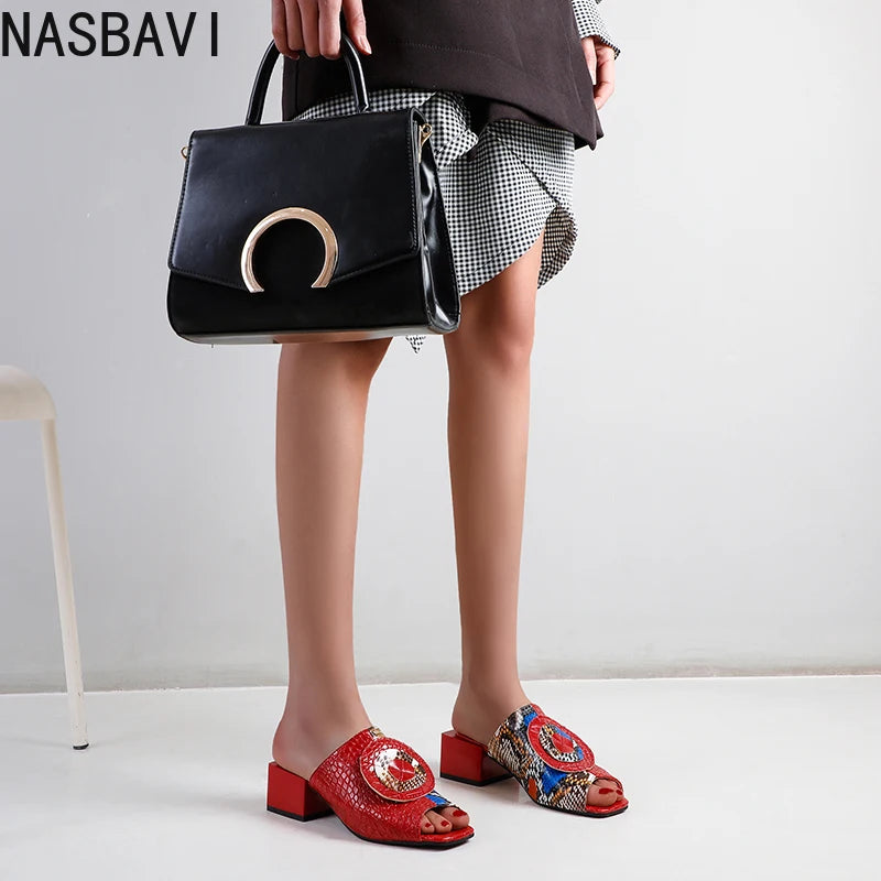 NASBAVI Out Outdoor Slippers Latest Luxury Shoes Women Designers Ladies Shoes and Sandals Wedding Shoes for Women Big Size 45 46