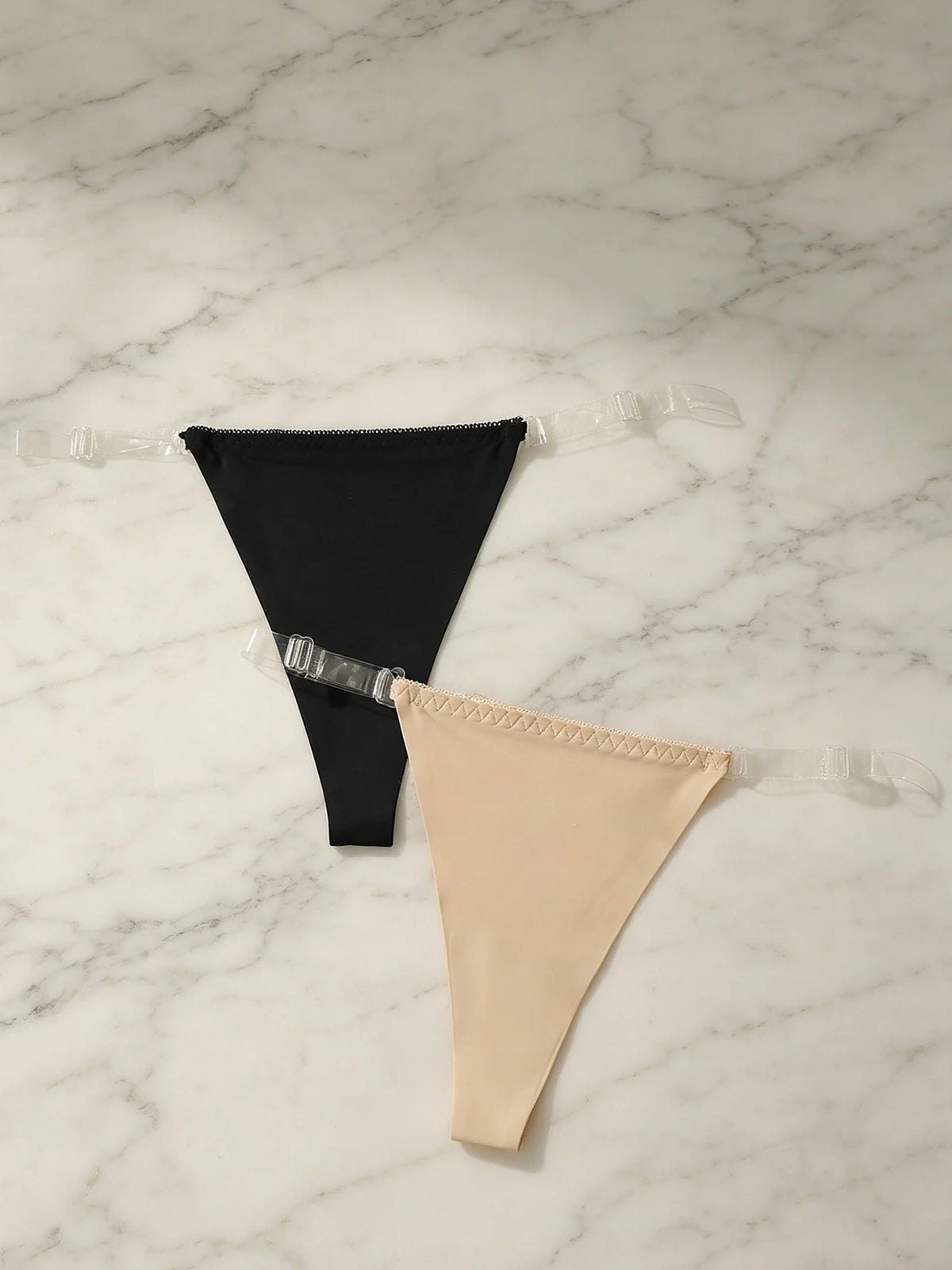 2 Pcs Nude and Black Seamless Thong Women Invisible Soft Comfortable Breathable Panties Sexy Low waist ThongC678