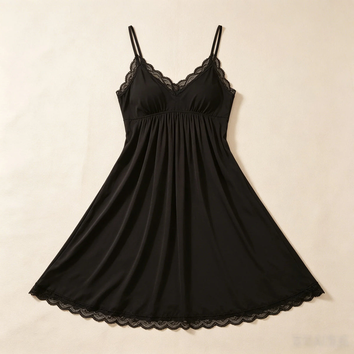 Women Soft Modal Nightgown Lace Trim V Neck Spaghetti Strap Loose Swing Midi Night Dress Breathable Casual Home Sleepwear Ladies
