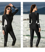 Women's One-piece Swimsuit with Long Sleeves and Pants Fully Wrapped for Sun Protection and Belly Coverage, Slimming Diving Suit