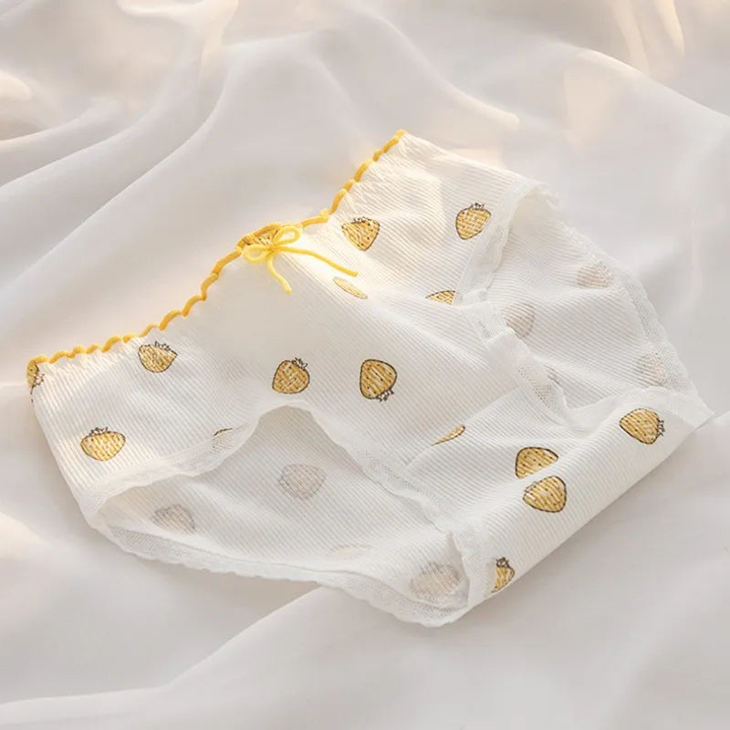5Pcs/Set Cotton Briefs Cute Strawberry Women's Panties Breathable Female Soft Lingerie Girls Fashion Floral Underwear