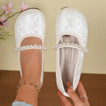 Slip-on Round Toe Pearl Women's Flat Mary Jane Shoes Trend High Quality Fashion Korean Style Social Casual Ladies Footwear