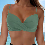 Women's Sexy Bikini Bra Fashion Push Up Underwear Swimsuit Solid Color Cross Tie Bra Pad No Steel Swimsuits Bikini Lenceria