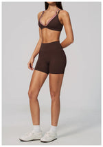 Women 2PCS Yoga Suit Double Strap Shockproof Sports Bra High Waist Tigh Short Fitness Suit Gym Running Leggings Tracksuits