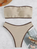 Contrast Binding Bandeau Bikinis 2026 Women Sexy Swimsuit Solid Padded Swimwear Female Bathing Suit Swimming Summer Beachwear