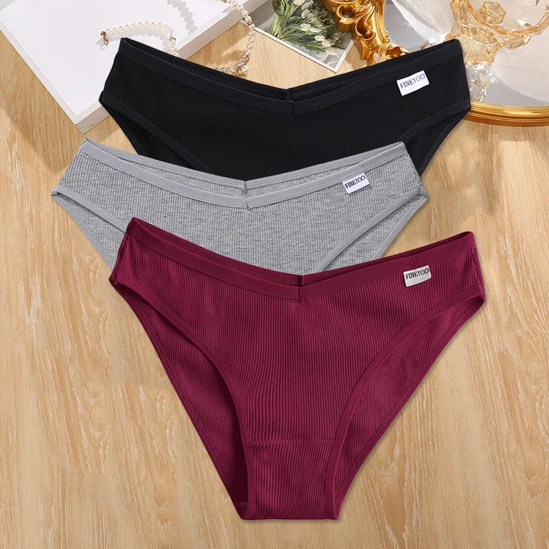 3Pcs/set Cotton Panties Women M-4XL Low Waist Underwear Plus Size Briefs Ladies Comfortable Underpants Female Panties Lingerie