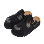 2025 Brand New Big Size 45 Denim Leisure Mules Shoes Women Trendy Comfy Walk Casual Clogs Flats Outdoor Slipper Men Slides