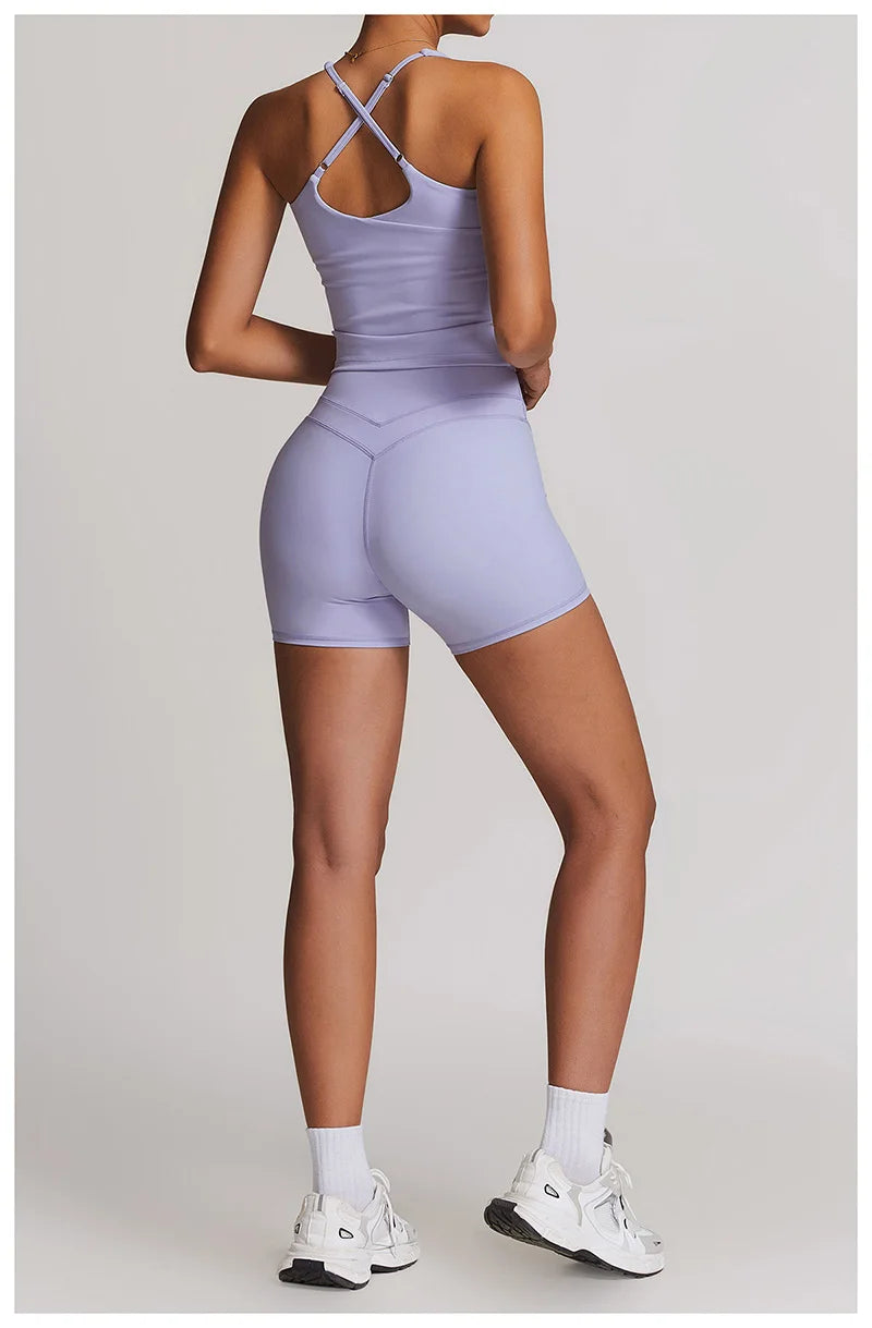 Yoga Set 2PCS Women Tracksuit Nude Feeling Workout Sets Gym Clothes Push Up Fitness Running Sportwear Sport Bra Leggings Suit