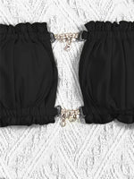 Sexy Rhinestone Chain Micro Thong Bikini Women Swimwear Ruffled Bandeau Swimsuit Knotted Bathing Swimming Suit Bikinis Sets 2026