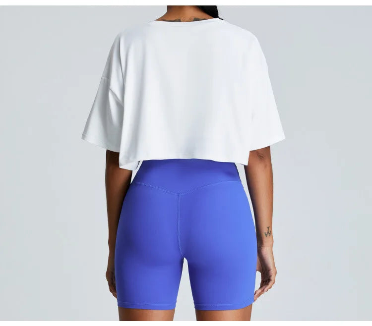 Yoga Sport Shirt Quick Drying Breathable Quick Drying Short Sleeve Loose Top Fitness Fitting Running Summer Gym Sports T-Shirt